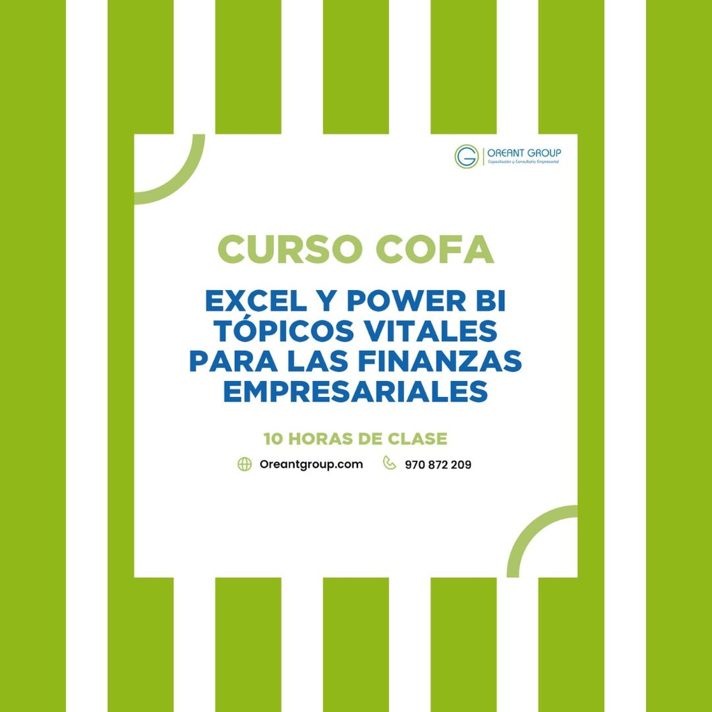 CURSO (COFA):Excel y Power BI tópicos vitales para las finanzas empresariales