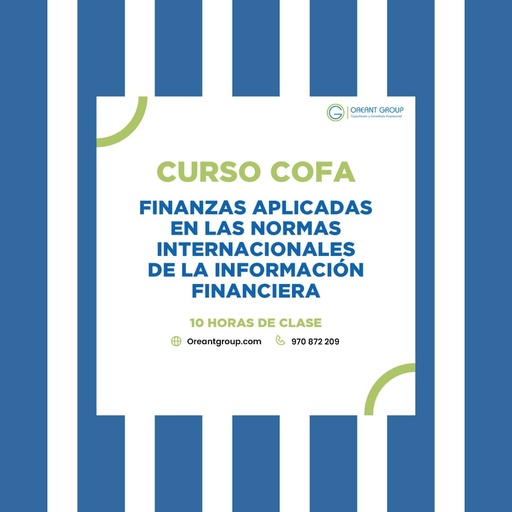 CURSO (COFA): Finanzas aplicadas en las Normas Internacionales de Información Financiera
